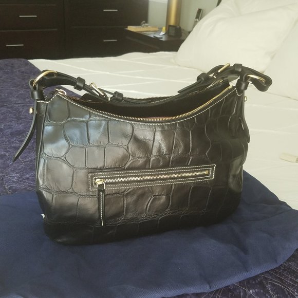 Dooney&Bourke black croc embossed leather bag EUC! - Picture 2 of 14